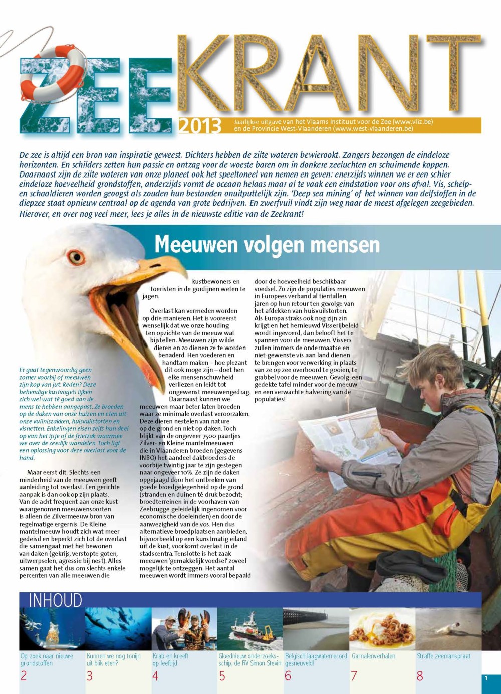 Zeekrant 2013: jaarlijkse uitgave van het Vlaams Instituut voor de Zee en de Provincie West-Vlaanderen