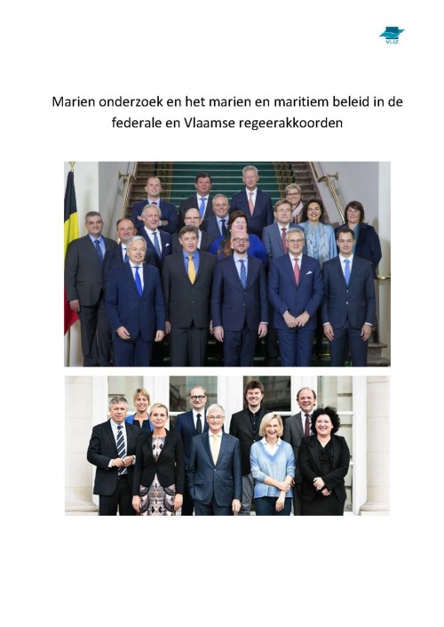 Marien onderzoek en het marien en maritiem beleid in het federaal en het Vlaams regeerakkoord