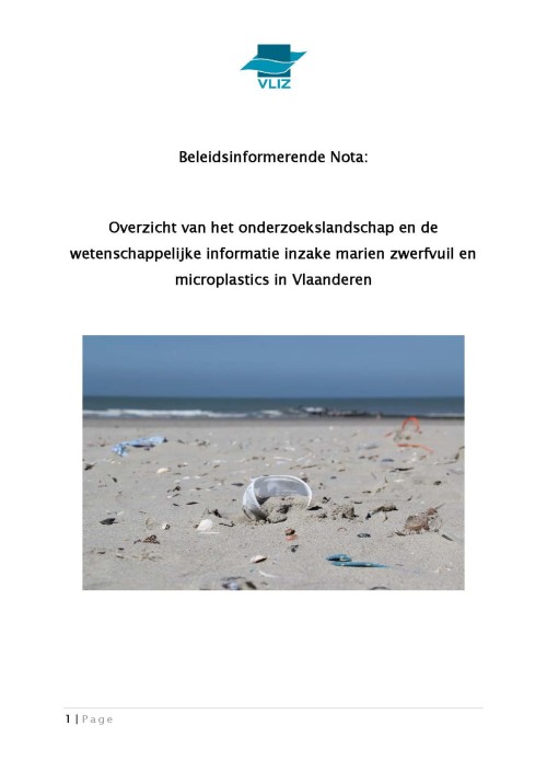 Overzicht van het onderzoekslandschap en de wetenschappelijke informatie inzake marien zwerfvuil en microplastics in Vlaanderen