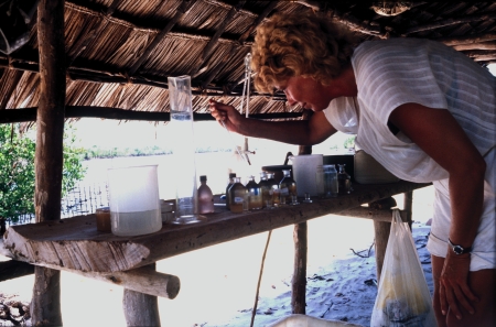 Nanette Daro in the field lab at Gazi Bay