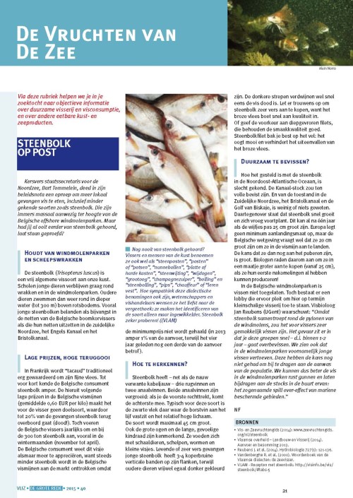 De vruchten van de zee: Steenbolk op post