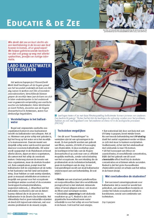 Educatie & de zee: Labo ballastwater steriliseren