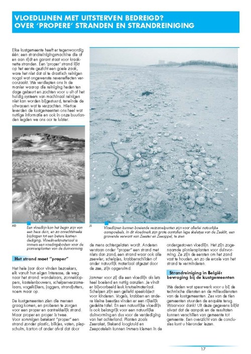 Vloedlijnen met uitsterven bedreigd? Over 'propere' stranden en strandreiniging