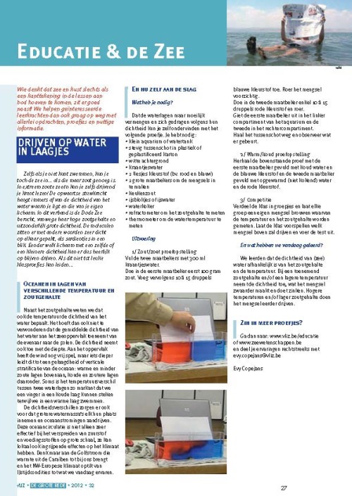 Educatie & de Zee: Drijven op water in laagjes