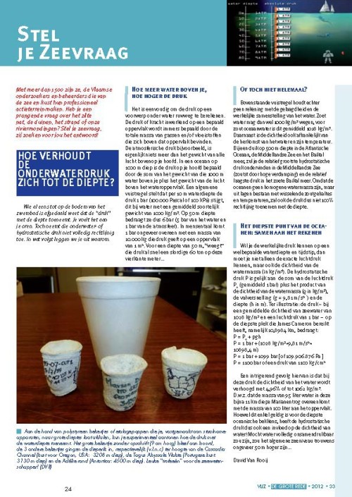 Stel je zeevraag: Hoe verhoudt de onderwaterdruk zich tot de diepte?