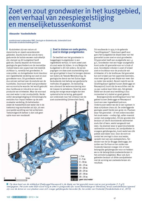 Zoet en zout grondwater in het kustgebied, een verhaal van zeespiegelstijging en menselijke tussenkomst