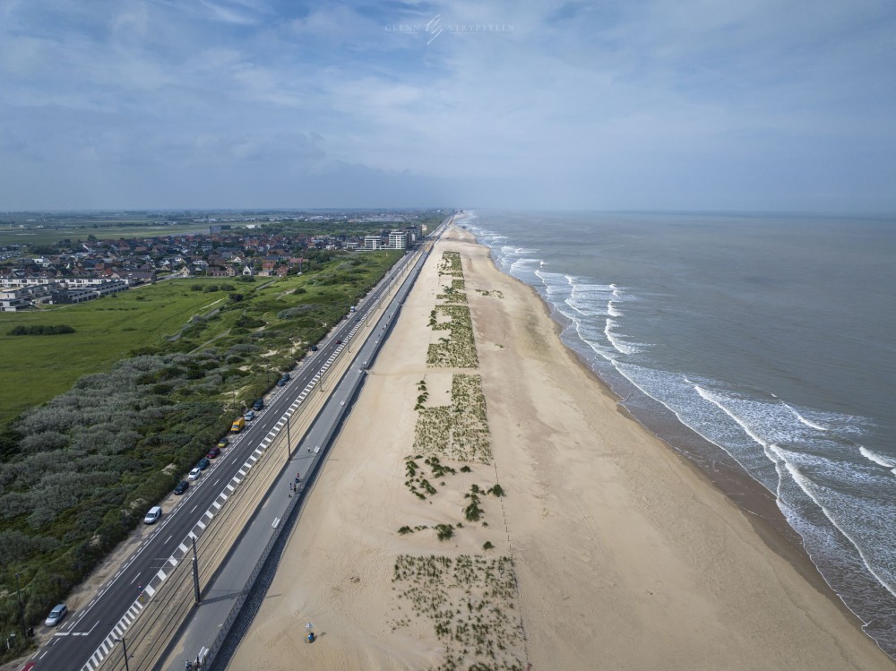 Aerial view on the dune-dike system at Raversijde