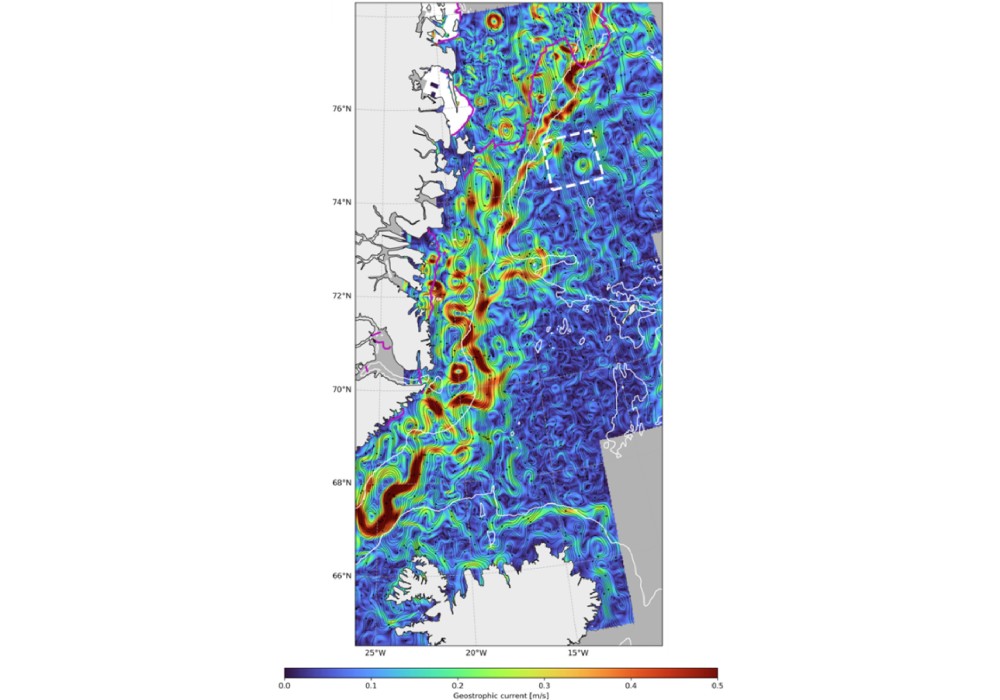 Circulatiepatronen van de Oost-Groenlandstroom en de ermee interagerende oceaanwervels, afgeleid uit satellietgegevens
