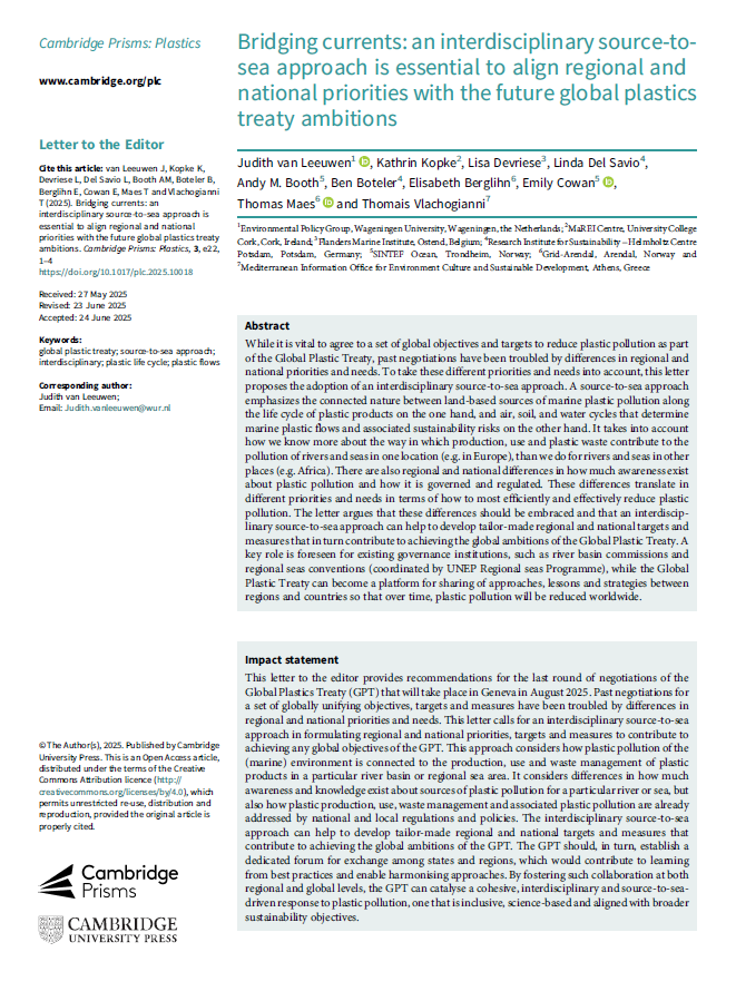 Bridging currents: An interdisciplinary source-to-sea approach is essential to align regional and national priorities with the future global plastics treaty ambitions