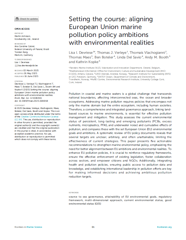 Setting the course: Aligning European Union marine pollution policy ambitions with environmental realities