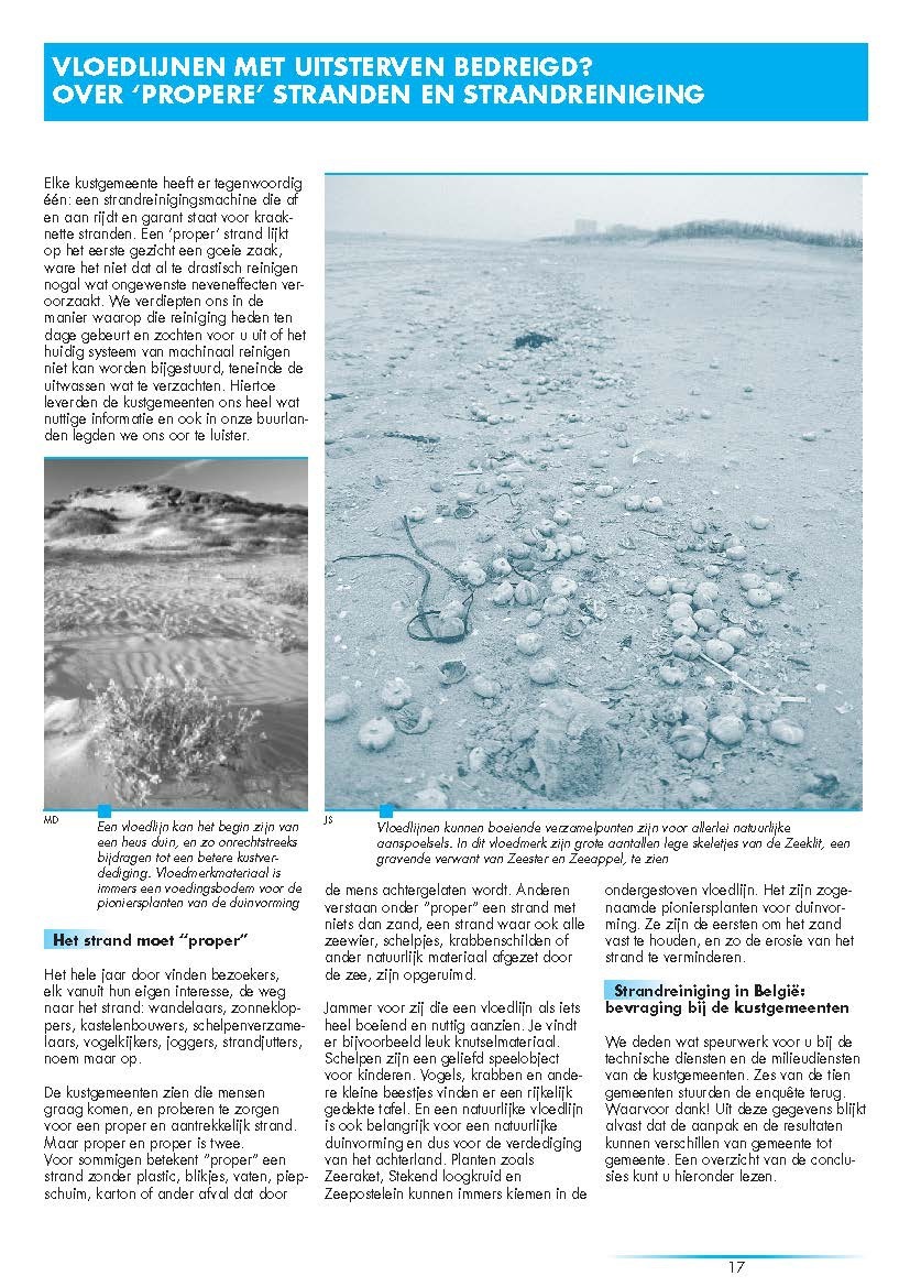 Vloedlijnen met uitsterven bedreigd? Over 'propere' stranden en strandreiniging