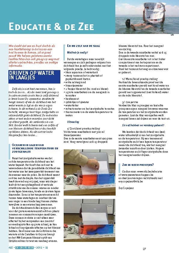 Educatie & de Zee: Drijven op water in laagjes