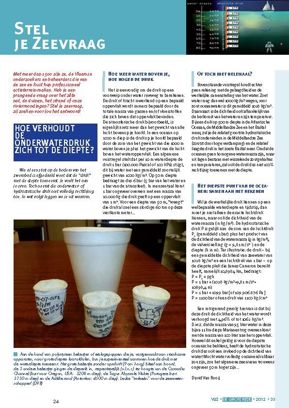 Stel je zeevraag: Hoe verhoudt de onderwaterdruk zich tot de diepte?