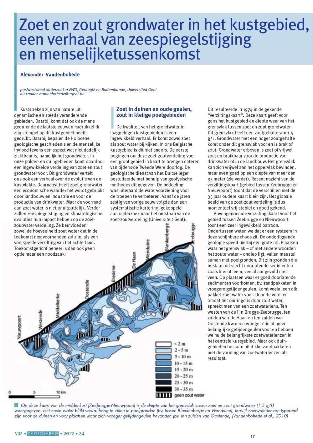 Zoet en zout grondwater in het kustgebied, een verhaal van zeespiegelstijging en menselijke tussenkomst