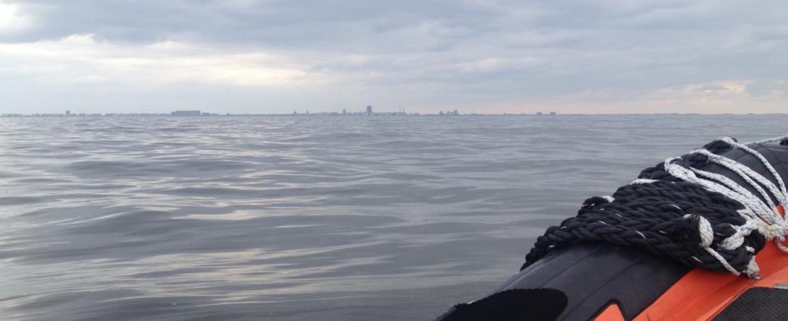 Hydrofoon opnames al drijvend met RIB Zeekat in Belgische Noordzee  