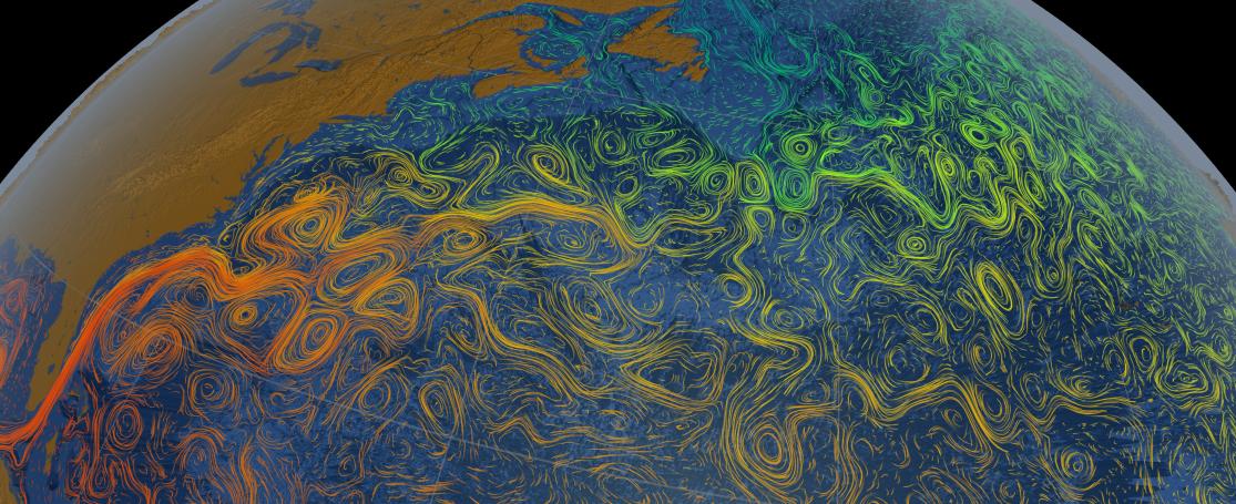 Oceaanwervels in de Golfstroom. | NASA - Goddard Space Flight Center Scientific Visualization Studio