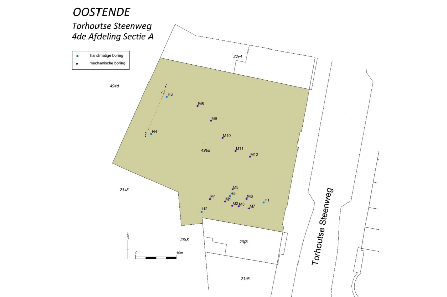 Plan met kadastrale perceelnummers