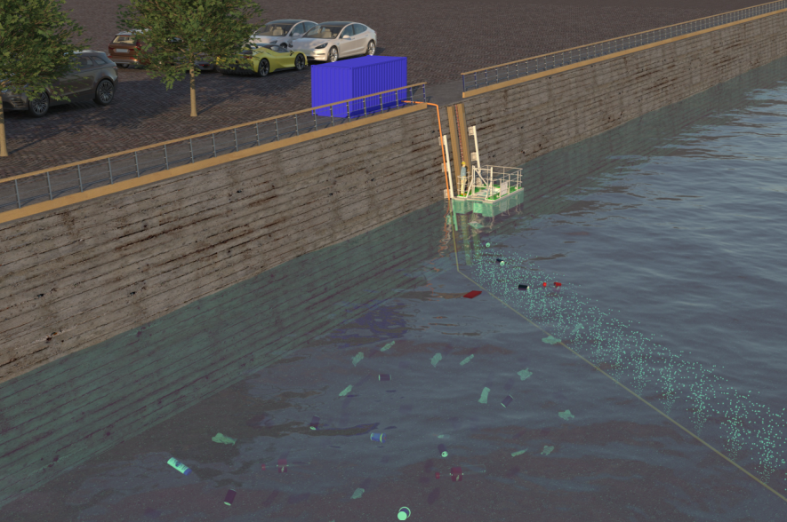 Simulatie inzet plastic catcher M.A.R.C. in IJzer